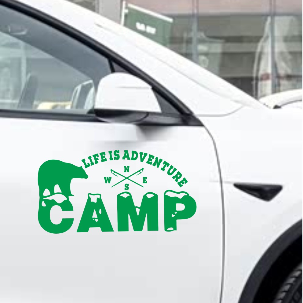 Outdoor Adventure Words - Off-Road Camping Car Sticker Bear CAMP
