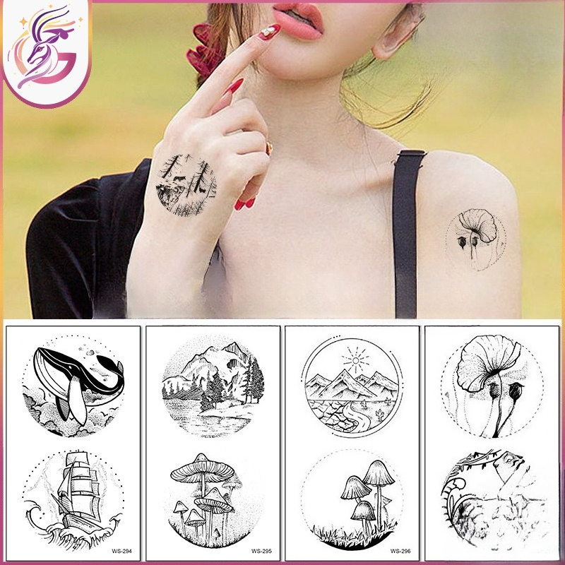 Outdoor Adventure Kids Party - Creative Kids Tattoo Stickers Black White