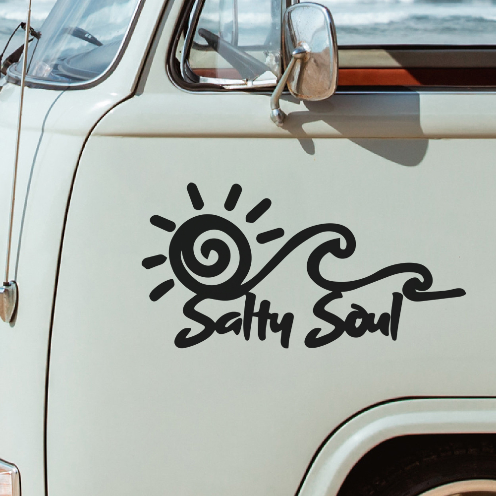 Outdoor Adventure Words - Salty Soul Sun Wave Vinyl Sticker