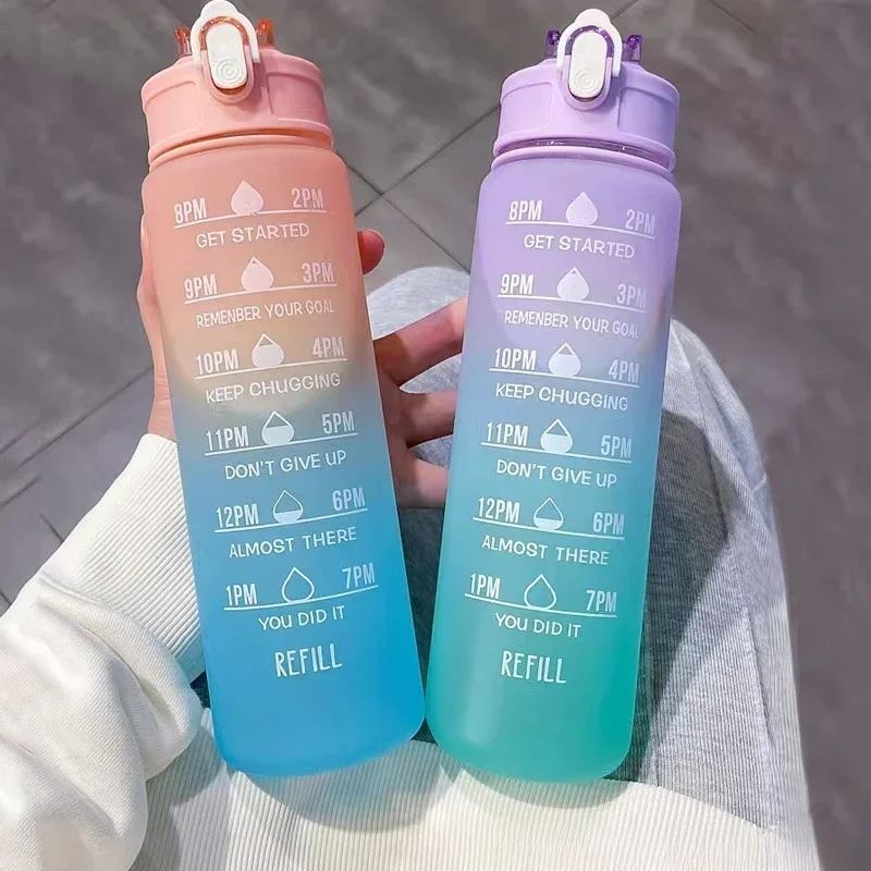 Outdoor Adventure Sports - Sports Water Bottle with Time-Tracking Straw