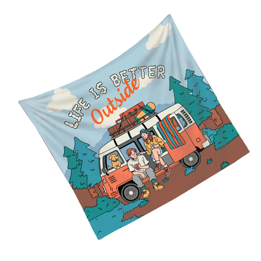 Retro Camper Van Tapestry, Out - огляд і ціна Outdoor Adventure Background