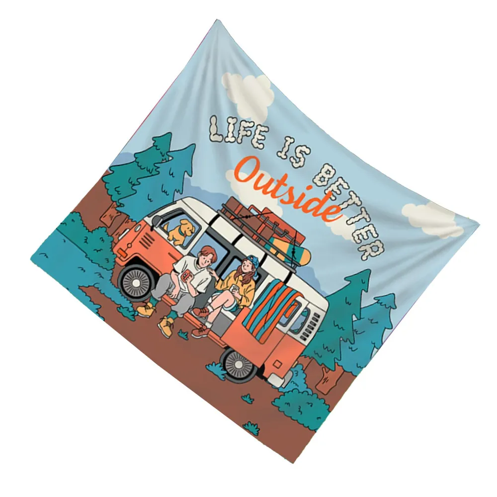 Retro Camper Van Tapestry, Out - огляд і ціна Outdoor Adventure Background