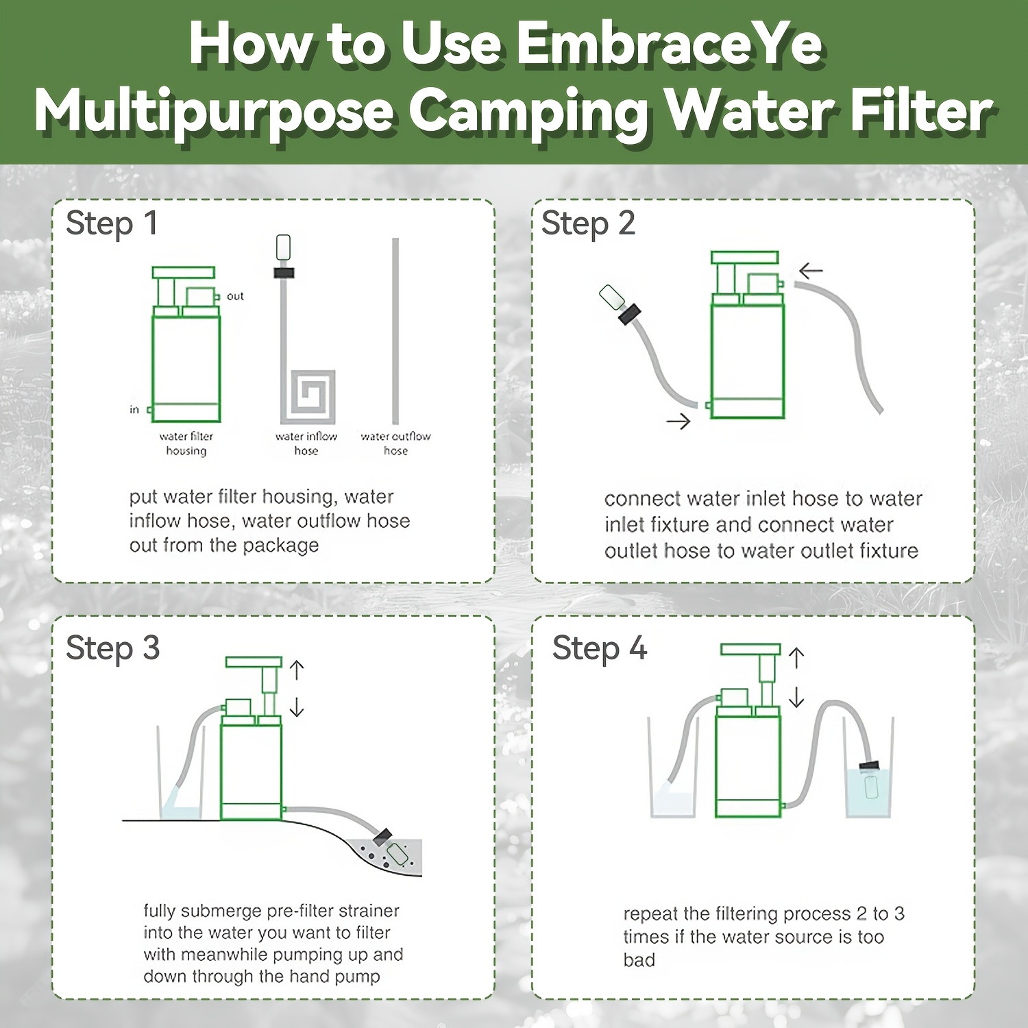Portable Water Purifier Pump w - огляд і ціна Outdoor Adventure Backpack