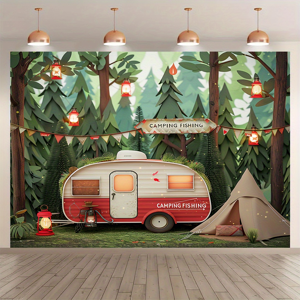 Jungle Camping Theme Tapestry, - огляд і ціна Outdoor Adventure Background