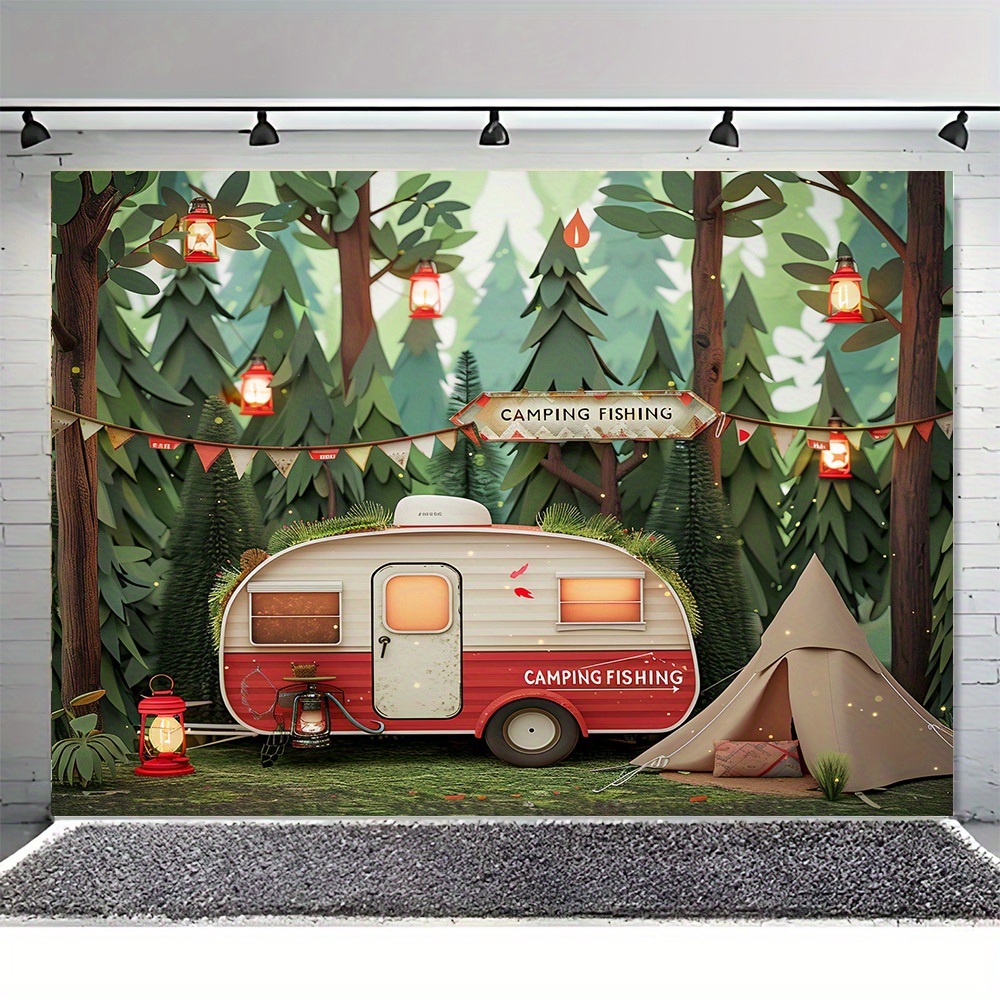 Jungle Camping Theme Tapestry, - огляд і ціна Outdoor Adventure Background